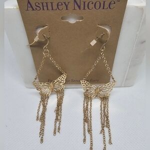 🦋 Ashley Nicole Gold Butterfly Dangle Hook Earrings